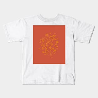 Vintage flowers line art Kids T-Shirt